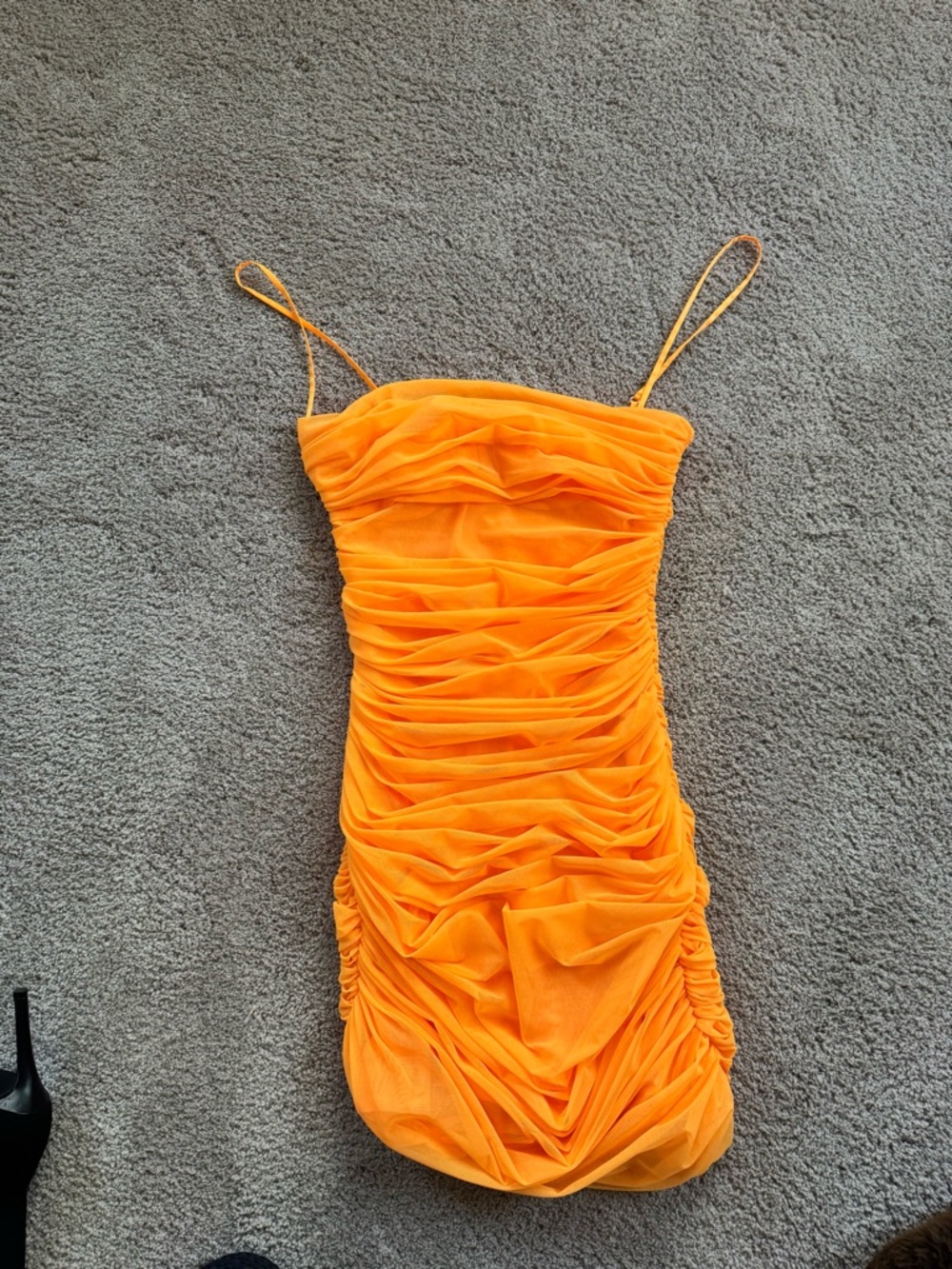 House of CB Neon Orange Ruched Slip Dress